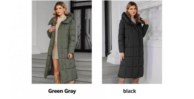 long women jacket, for cold winter coat, hooked, lower knees length, dark colours, Winter Warmth Graphene Self Heating line，with Shoulder strap inside，